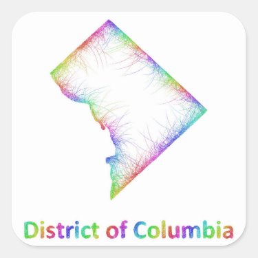 Rainbow District of Columbia map Square Sticker