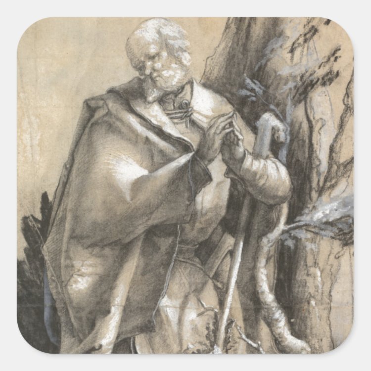 Bearded Saint in a Forest by Albrecht Durer Square Sticker