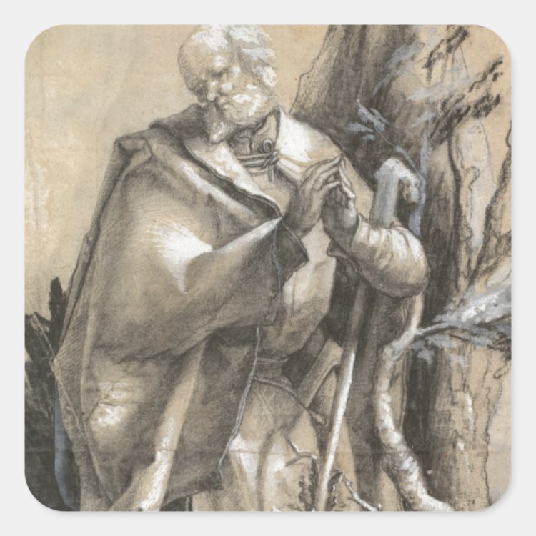 Bearded Saint in a Forest by Albrecht Durer Square Sticker