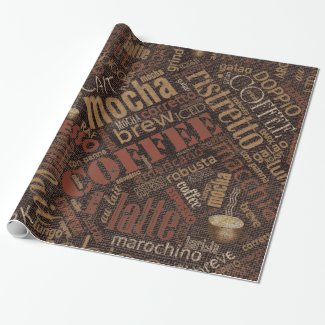 Coffee on Burlap Word Cloud Brown ID283 Wrapping Paper