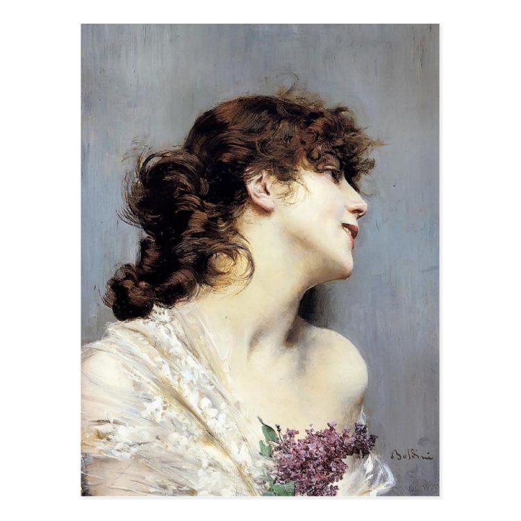 Profil einer jungen Frau durch Giovanni Boldini Postkarte