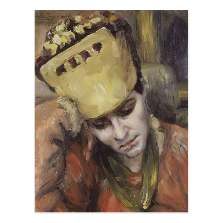 Vasily Surikov-Porträt einer Frau mit Kokoshnik-Postkarte