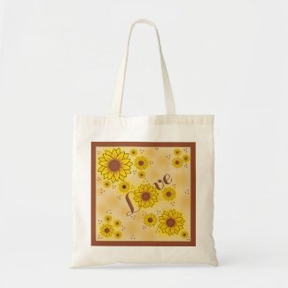 Yellow and Brown Sunflower Love Tote Bag