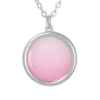 Pink Champagne with Tiny Bubbles Background Art Round Pendant Necklace