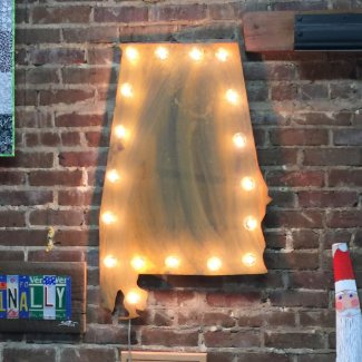 Rustic Lighted Alabama Marquee State Sign