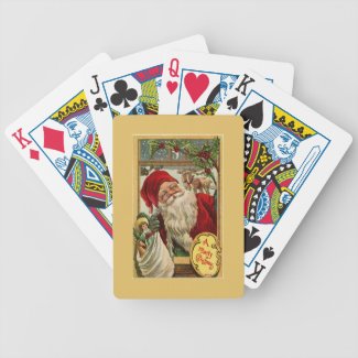Santa at the Window with Toy Bag Bicycle Playing Cards