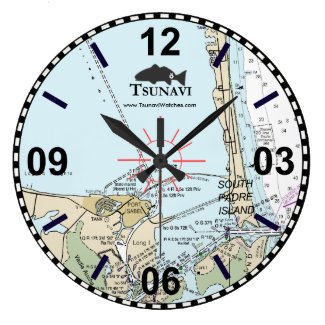 Nautical Chart Wall Clock - South Padre Island