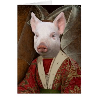 Queen For A Day - Piglet as Queen Isabella Card