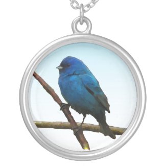 Indigo Bunting Silver Plated Necklace