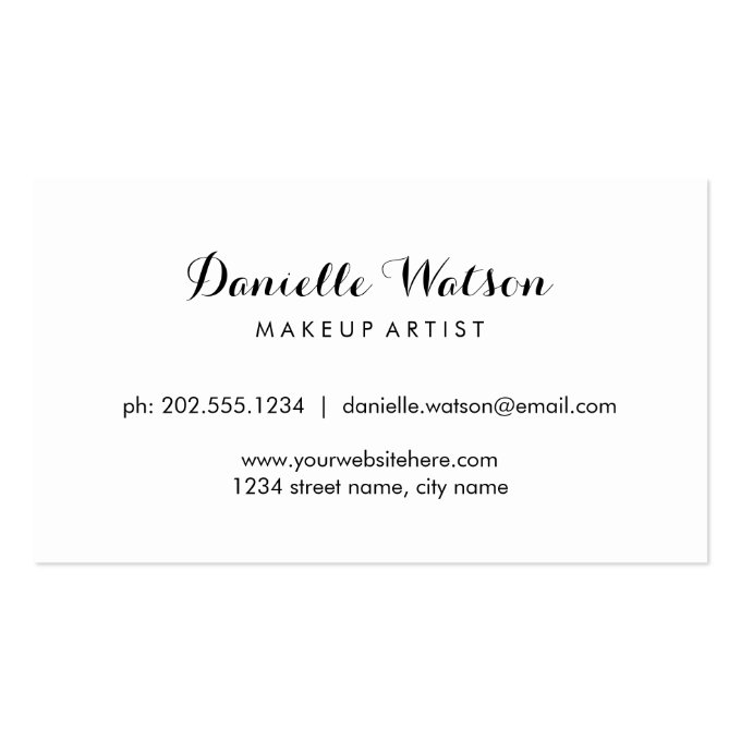 Watercolor Calligraphy Makeup Artist Business Card (back side)
