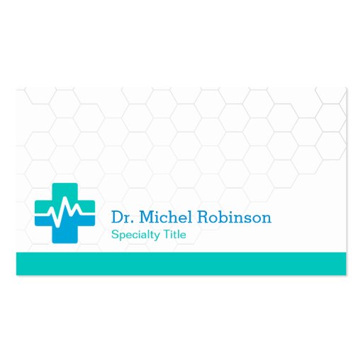 Modern Medical HealthCare - White Green Blue Business Cards (back side)