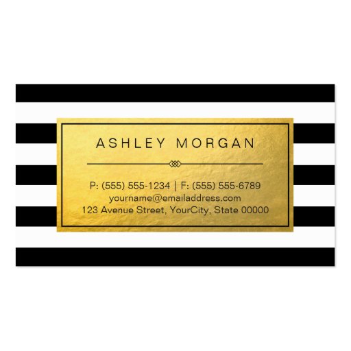 Classic Golden Label with Black White Stripes Double-Sided Standard Business Cards (Pack Of 100) (back side)