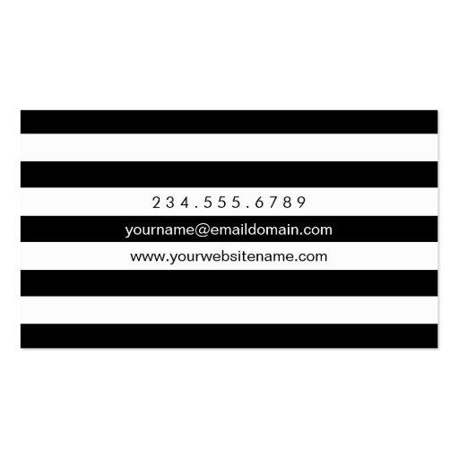 Stylish Gold Calligraphy Hello Black White Stripes Double-Sided Standard Business Cards (Pack Of 100) (back side)