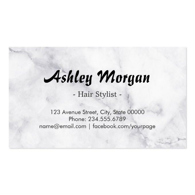 Hair Stylist Scissors Trendy Marble Modern Look Business Card (back side)