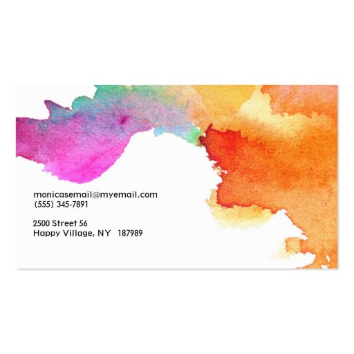Splash of Watercolor Double-Sided Standard Business Cards (Pack Of 100) (back side)