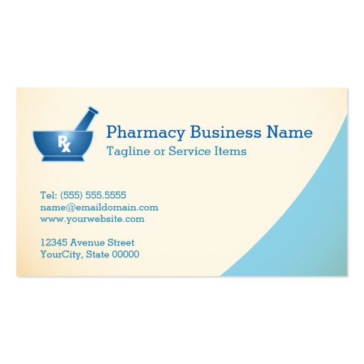 Pharmacy Mortar Pestle Logo Chemist - Cream Blue Business Cards (back side)