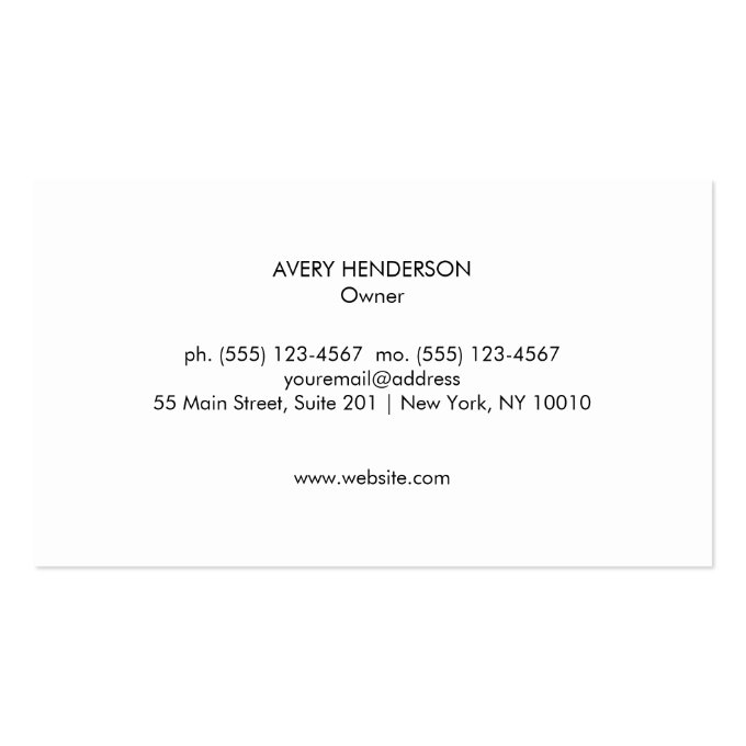 Modern Monogram, Black and White Marble Stone Business Card (back side)
