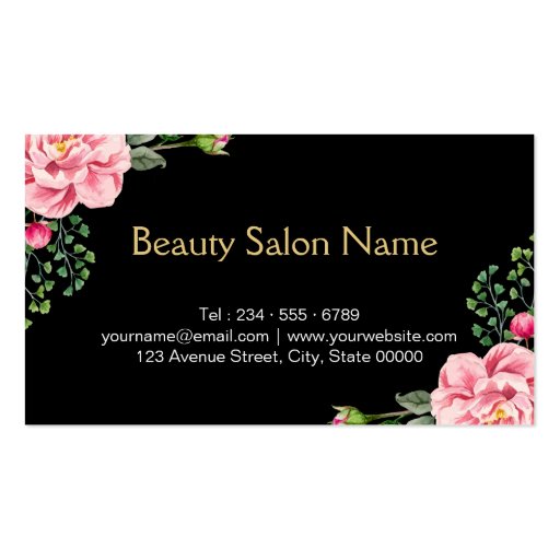 Gold Lips Makeup Artist Beautiful Flower Wrapping Double-Sided Standard Business Cards (Pack Of 100) (back side)