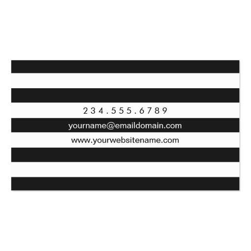 Stylish Perfume Bottle Classic Black White Stripes Double-Sided Standard Business Cards (Pack Of 100) (back side)
