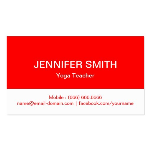 Yoga Symbol - Professional Red and White Double-Sided Standard Business Cards (Pack Of 100) (back side)