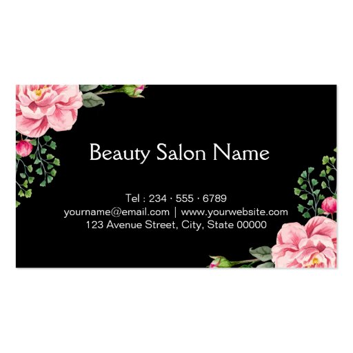 Makeup Artist Red Lips Elegant Floral Decor Double-Sided Standard Business Cards (Pack Of 100) (back side)