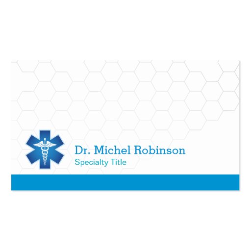Medical Symbol - Professional Modern Blue White Business Cards (back side)