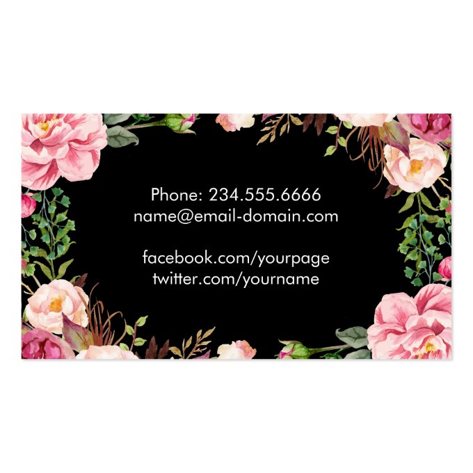 Gorgeous Floral Girly Graduation Students Business Card (back side)