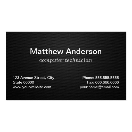 Computer Repair Technician PC Motherboard Photo Business Cards (back side)