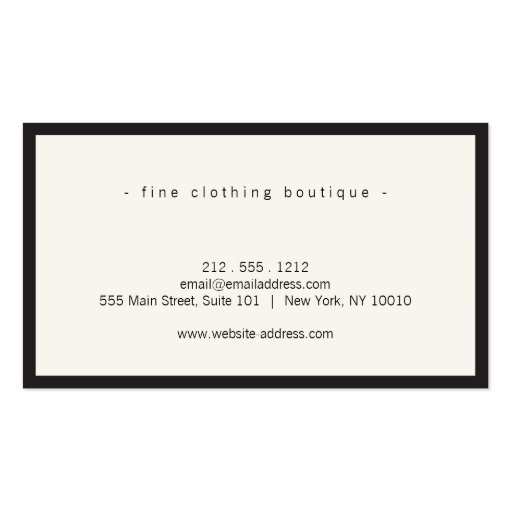 Elegant and Refined Luxury Boutique Black/Ivory Double-Sided Standard Business Cards (Pack Of 100) (back side)