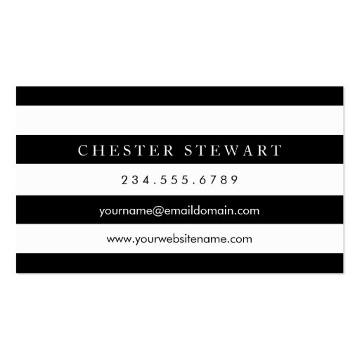 Elegant Black White Striped - Simple Minimalist Double-Sided Standard Business Cards (Pack Of 100) (back side)
