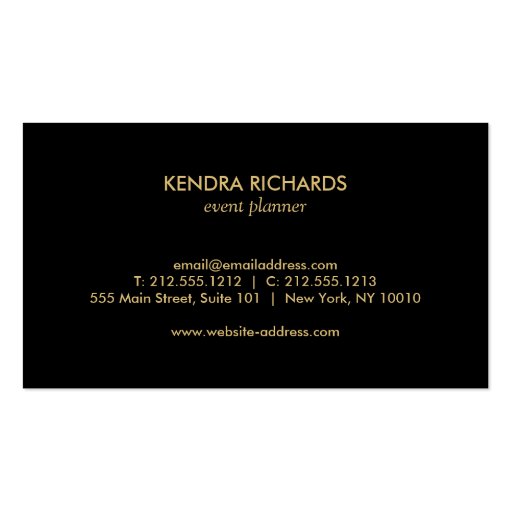 Retro Black and White Pattern Glam Gold Name Logo Double-Sided Standard Business Cards (Pack Of 100) (back side)
