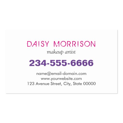 Makeup Boutique Salon Stylish Pink Purple Lipstick Double-Sided Standard Business Cards (Pack Of 100) (back side)