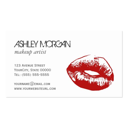 Feminine Lips Kisses Makeup Artist Cosmetologist Double-Sided Standard Business Cards (Pack Of 100) (back side)