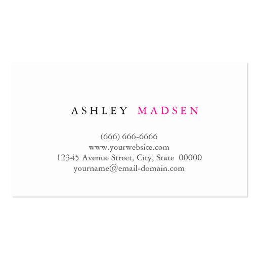 Hair Salon Hairstylist - Cute Girly Pink Business Card Template (back side)