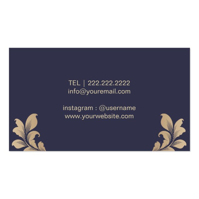 Hair Stylist Antique Gold Scissor Luxury Damask Business Card (back side)