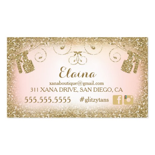 311 Vintage Glam Spray Tan Gold Glitter Pink Double-Sided Standard Business Cards (Pack Of 100) (back side)