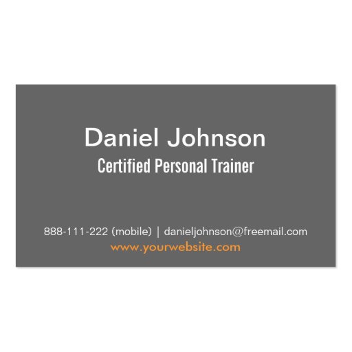 Gray Modern Fitness Personal Trainer Weights Double-Sided Standard Business Cards (Pack Of 100) (back side)