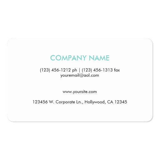 Modern & Simple aqua blue Monogram Professional Double-Sided Standard Business Cards (Pack Of 100) (back side)