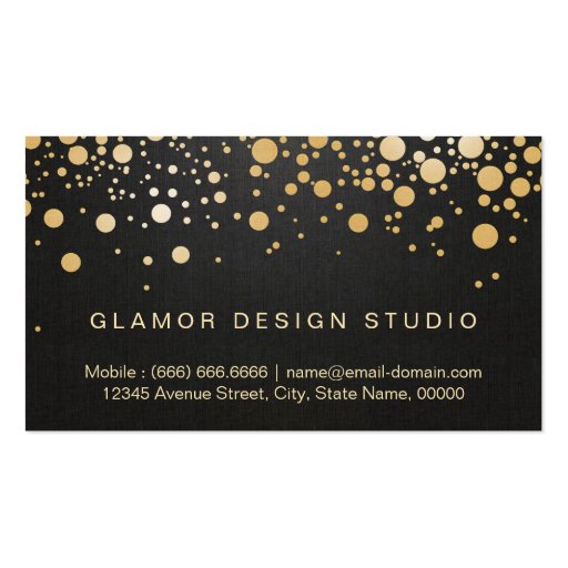 Glamour Gold Dots Decor - Stylish Dark Linen Look Double-Sided Standard Business Cards (Pack Of 100) (back side)