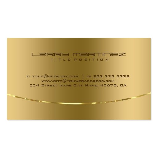 Modern Metallic Gold Design Stainless Steel Look Double-Sided Standard Business Cards (Pack Of 100) (back side)