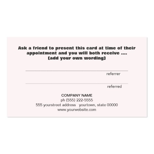 Cute Gold Heart Referral Card Double-Sided Standard Business Cards (Pack Of 100) (back side)
