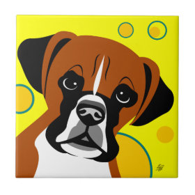 Contemporary Boxer Dog Art Ceramic Tile