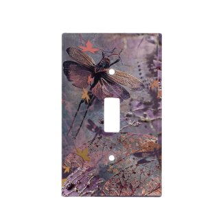 Purple Autumn Dragonfly Light Switch Cover
