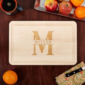 Large Family Name Engraved Wood Cutting Board