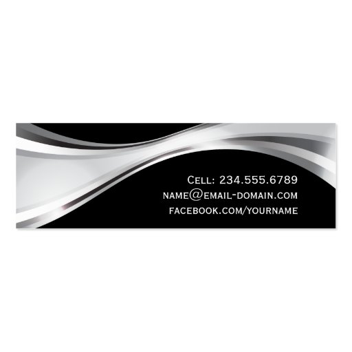 Modern Black Silver Metallic Graduate Insert Card Double-Sided Mini Business Cards (Pack Of 20) (back side)