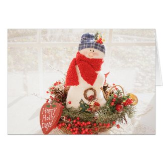 Happy Holly Days Snowman Christmas Card