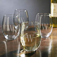 Personalized Stemless White Wine Glasses