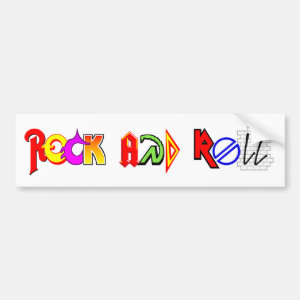 Rock and Roll Bumper Sticker (White)