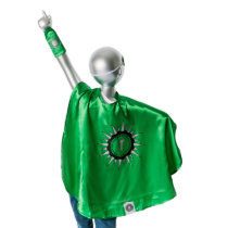 Youth Green Superhero Costume with Black Sunburst