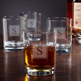 Eastham Block Monogram Personalized Rocks Glasses